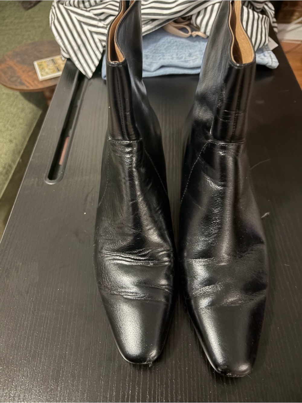 Black Leather Women's Ankle Boots - Sleek Pointed Toe